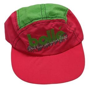 Bolle Sunglasses 5 Panel Neon Pink Green Adjustable Hat Cap USA Made Vintage 90s